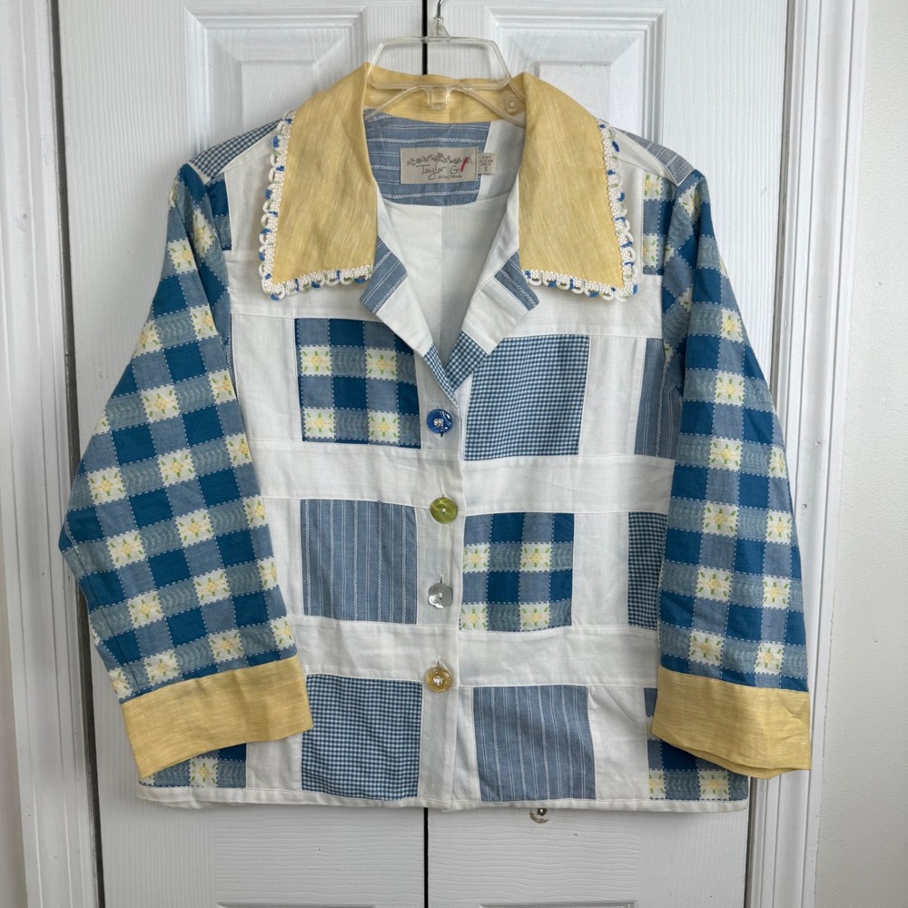 Vintage Taylor G‎ Patchwork Quilt Jacket Women S Cottagecore Prairie USA Made